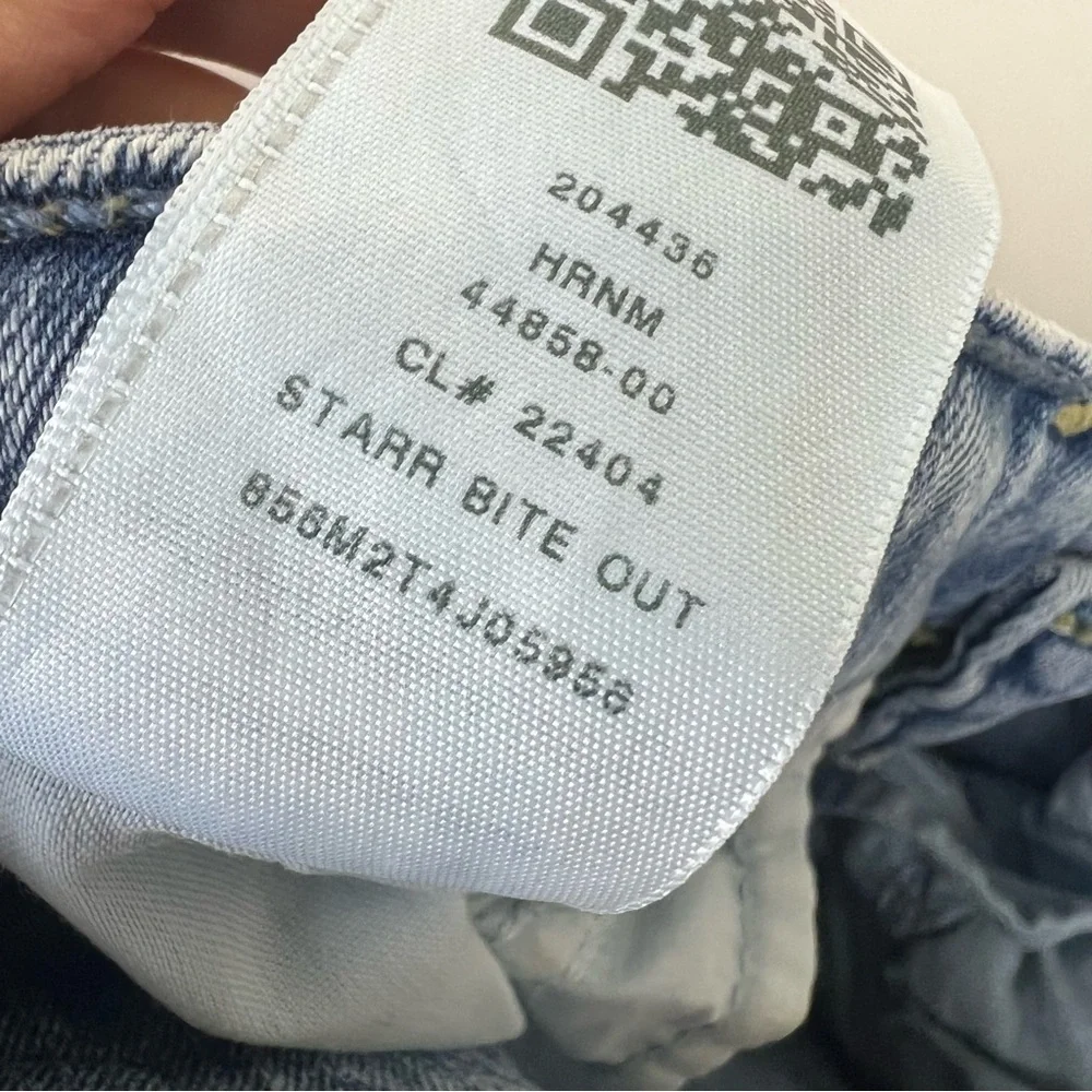 True Religion Starr Jeans Women Mid Rise Cropped Straight Bite Out Hem 30